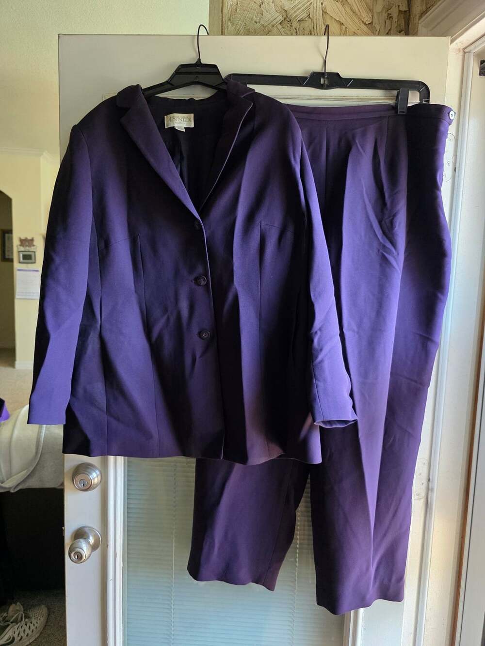 Casual Corner Annex Woman Suit Size 14/16W Purple Pant Blazer Career Set